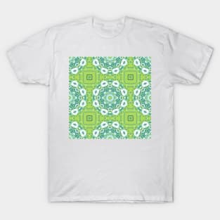 Watercolor Florals On Geometric Background T-Shirt